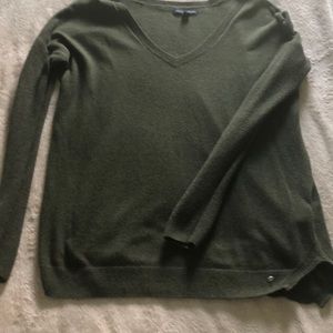 Green v-neck sweater